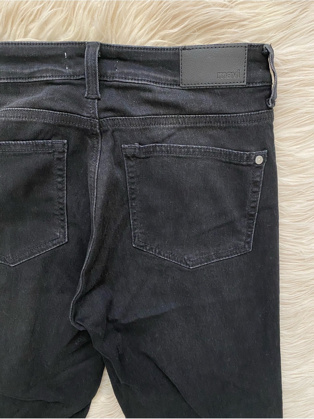 Mavi Sydney Wide Leg Flare Jeans High Rise Black Smoked Brushed Feather Blue 25 - Picture 7 of 12